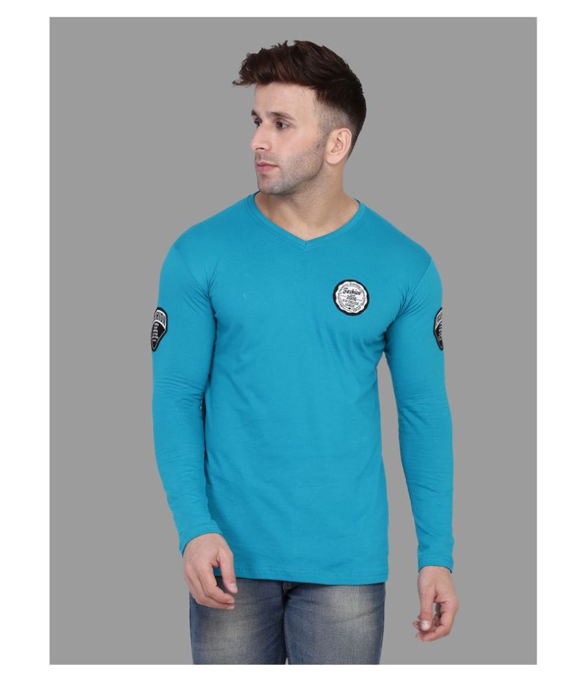     			Tfurnish Cotton Blend Turquoise Solids T-Shirt