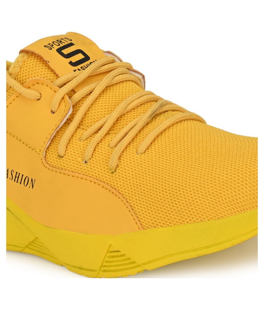 yellow running shoes