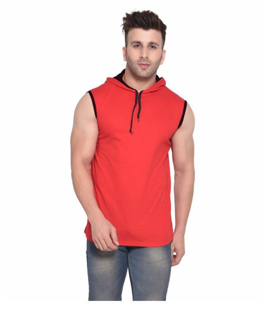     			Tfurnish Cotton Blend Red Solids T-Shirt