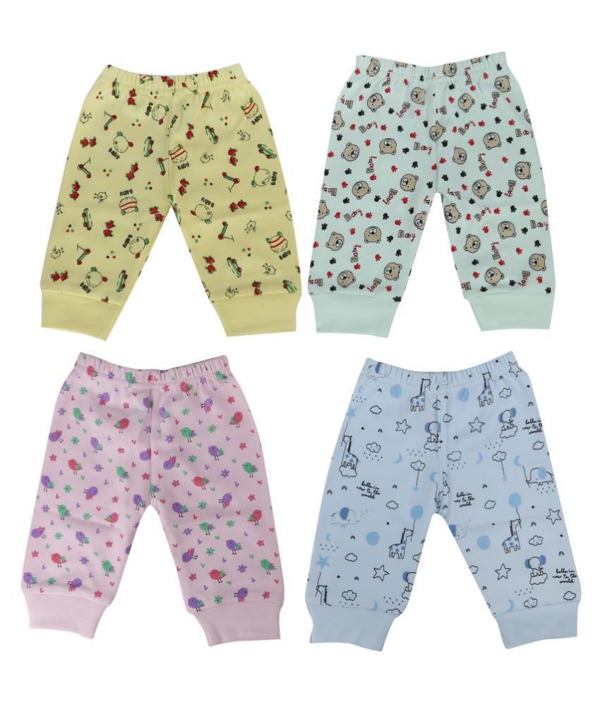     			100% Cotton Printed Trousers Set (4 Pieces) for Baby Girls & Boys