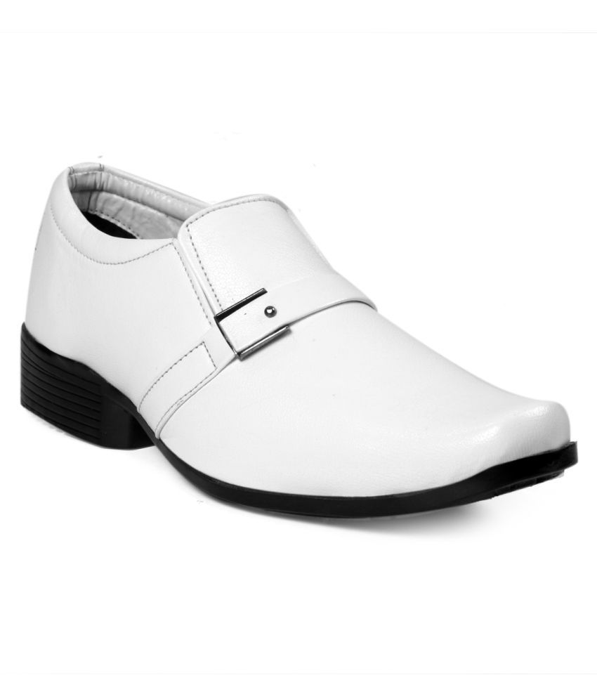 Global Rich Derby Artificial Leather White Formal Shoes Price in India
