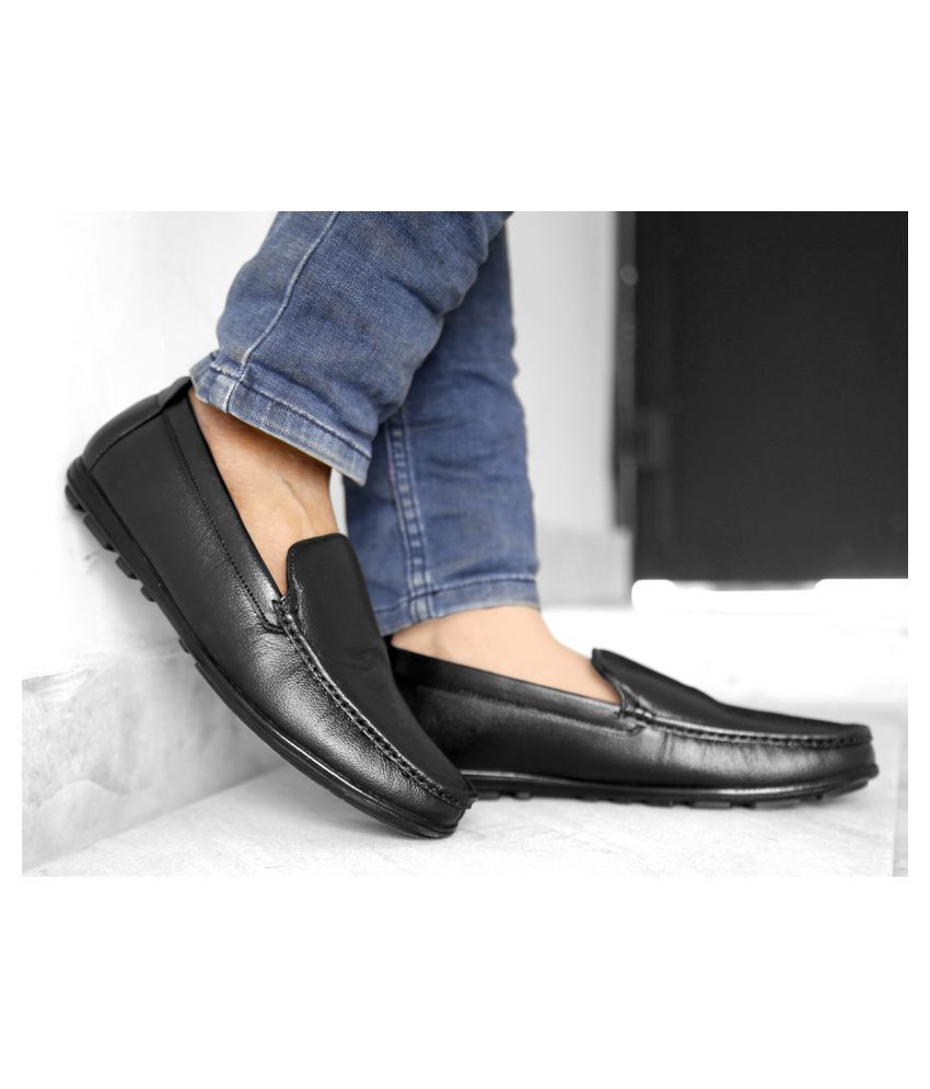pure leather black formal shoes