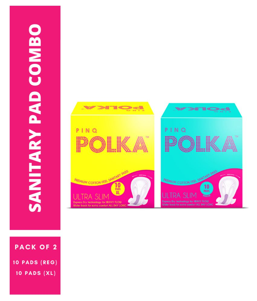 PINQ POLKA Premium Ultra Slim Regular + XL 20 Sanitary Pads Pack of 2 ...