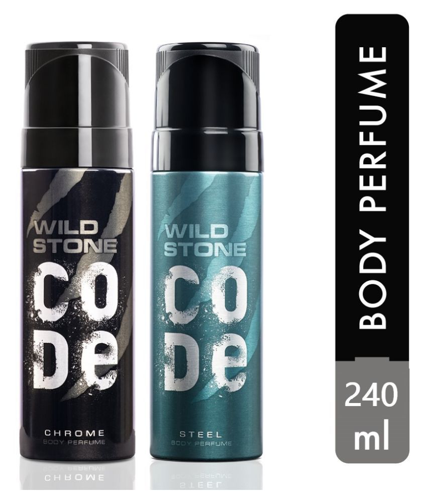     			Wild Stone Code Chrome and Steel Body Perfume Combo for Men, Pack of 2 (120ml each)