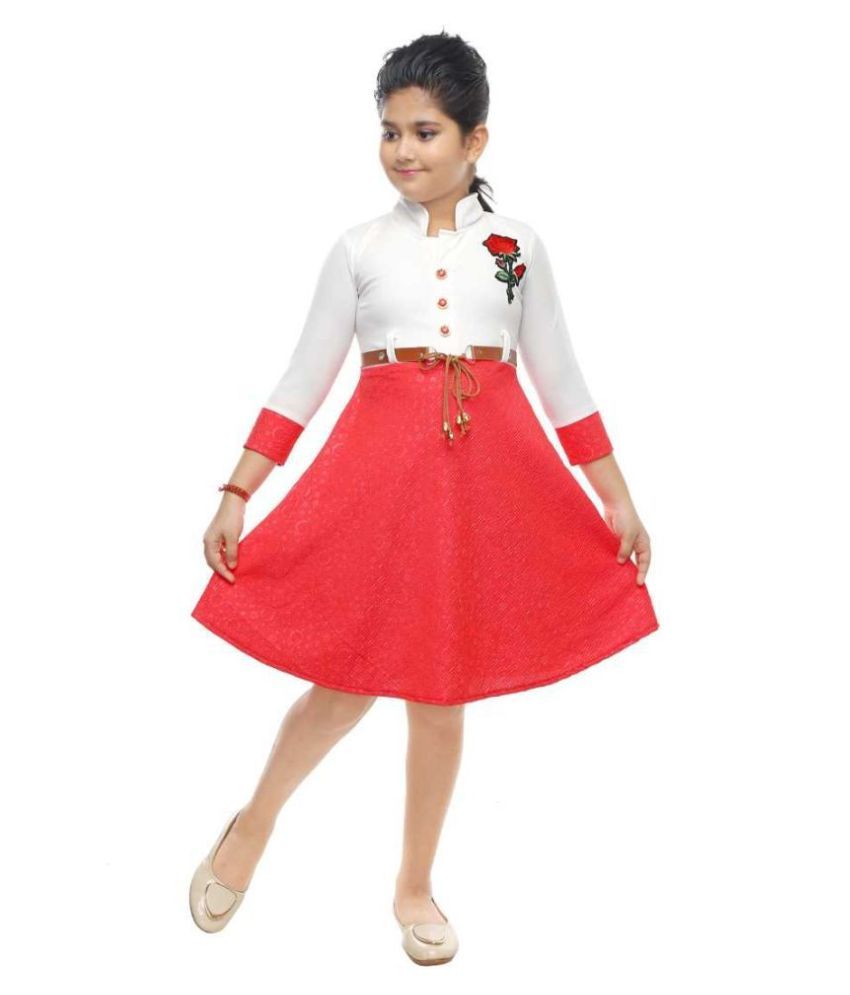 white and pink long frock