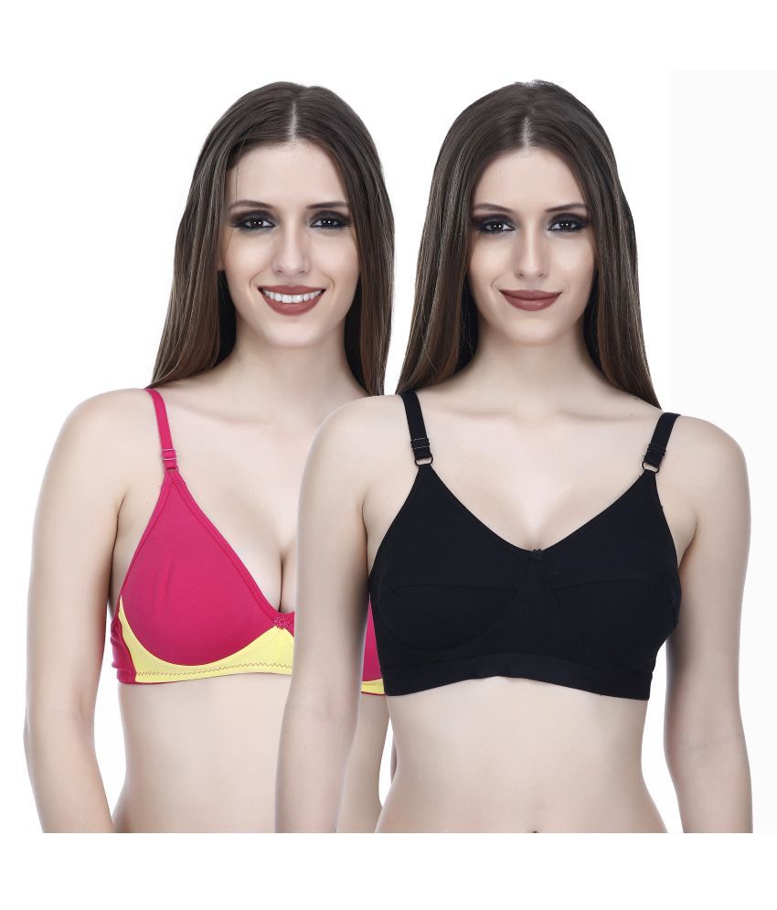     			Elina Pack of 2 Cotton Non Padded Women's T-Shirt Bra ( Multi Color )