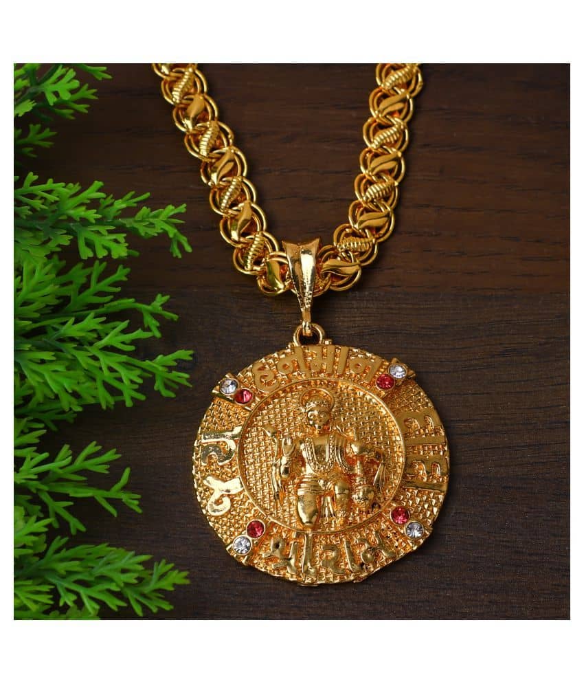 DIPALI Stainless Steel SHREE RAM Pendant Chain Gold Plated