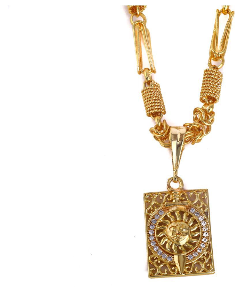 DIPALI Stainless Steel surya dev Pendant Chain Gold Plated, Necklace ...