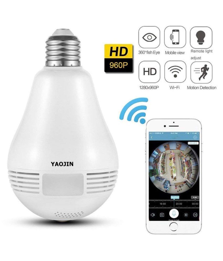 GTS V380 Spy Bulb Camera Digital Dome 1080p Bulb Shape Fisheye 360