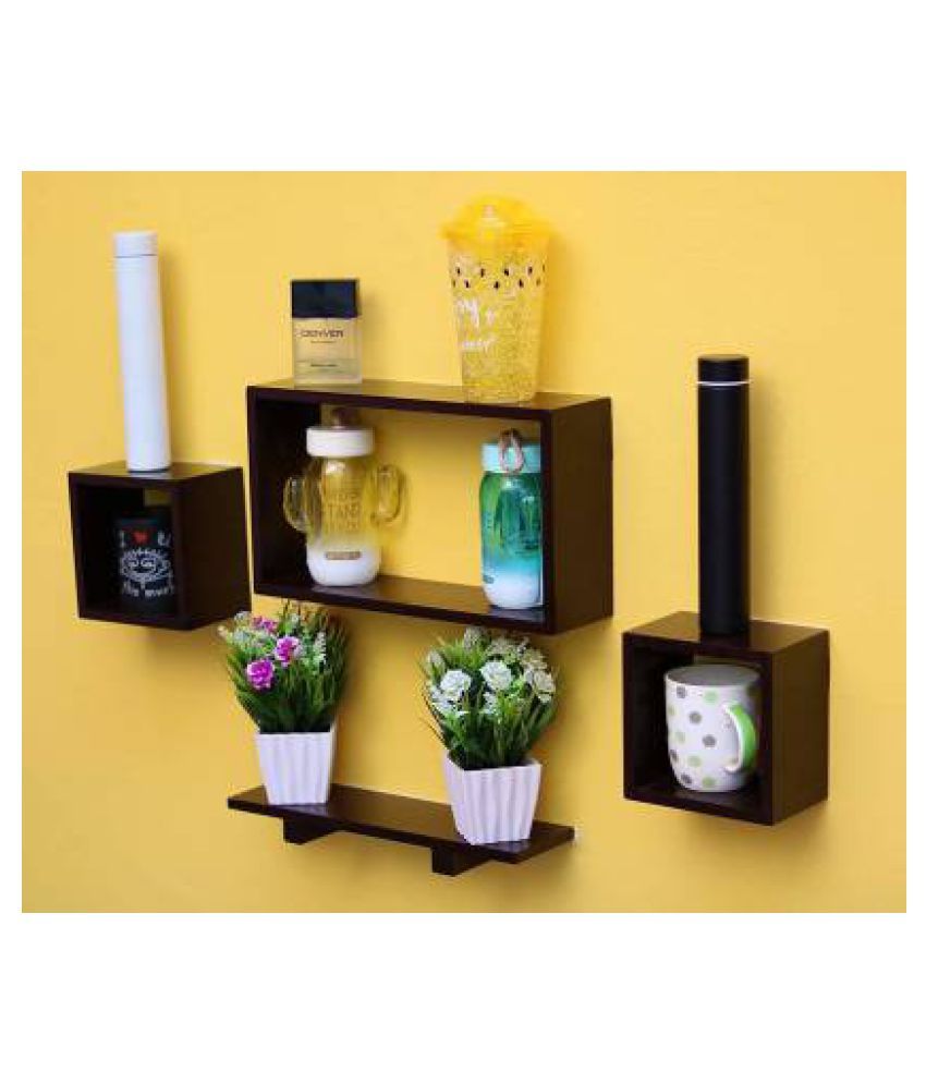 S S HANDICRAFT Floating Shelves Brown Wood Pack of 4 Buy S S