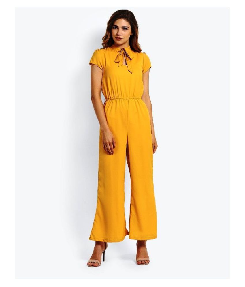 WOOMANCE Yellow Crepe Jumpsuit - Buy WOOMANCE Yellow Crepe Jumpsuit ...