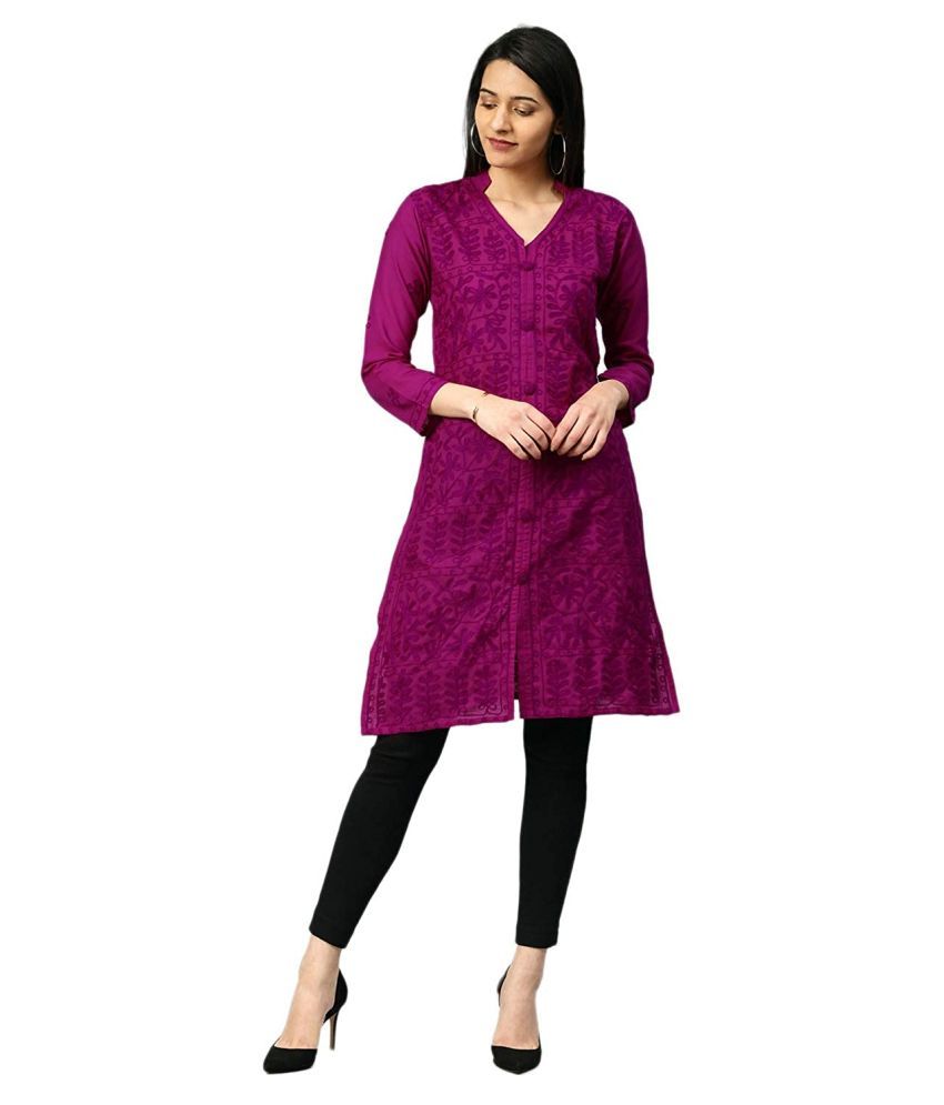 pink kurti with white pants