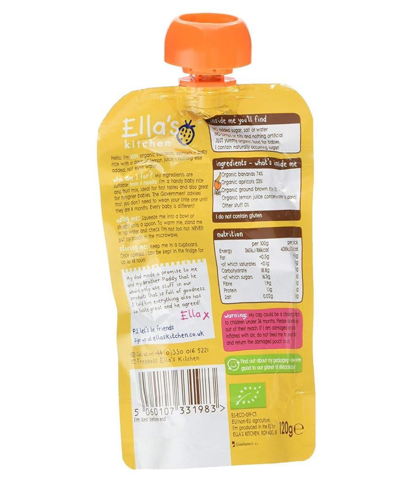 Ella's Kitchen Apricots + Baby rice Snack Foods for 6 Months + ( 240 gm