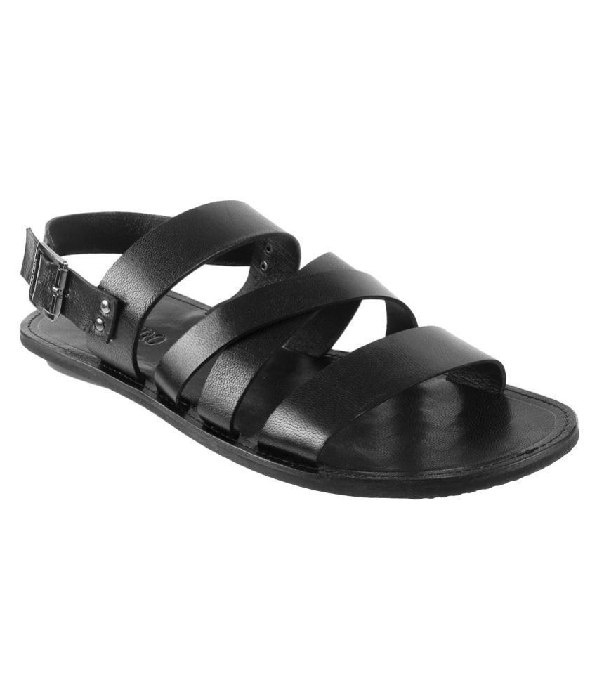 Metro Black Synthetic Leather Sandals Price in India- Buy Metro Black ...
