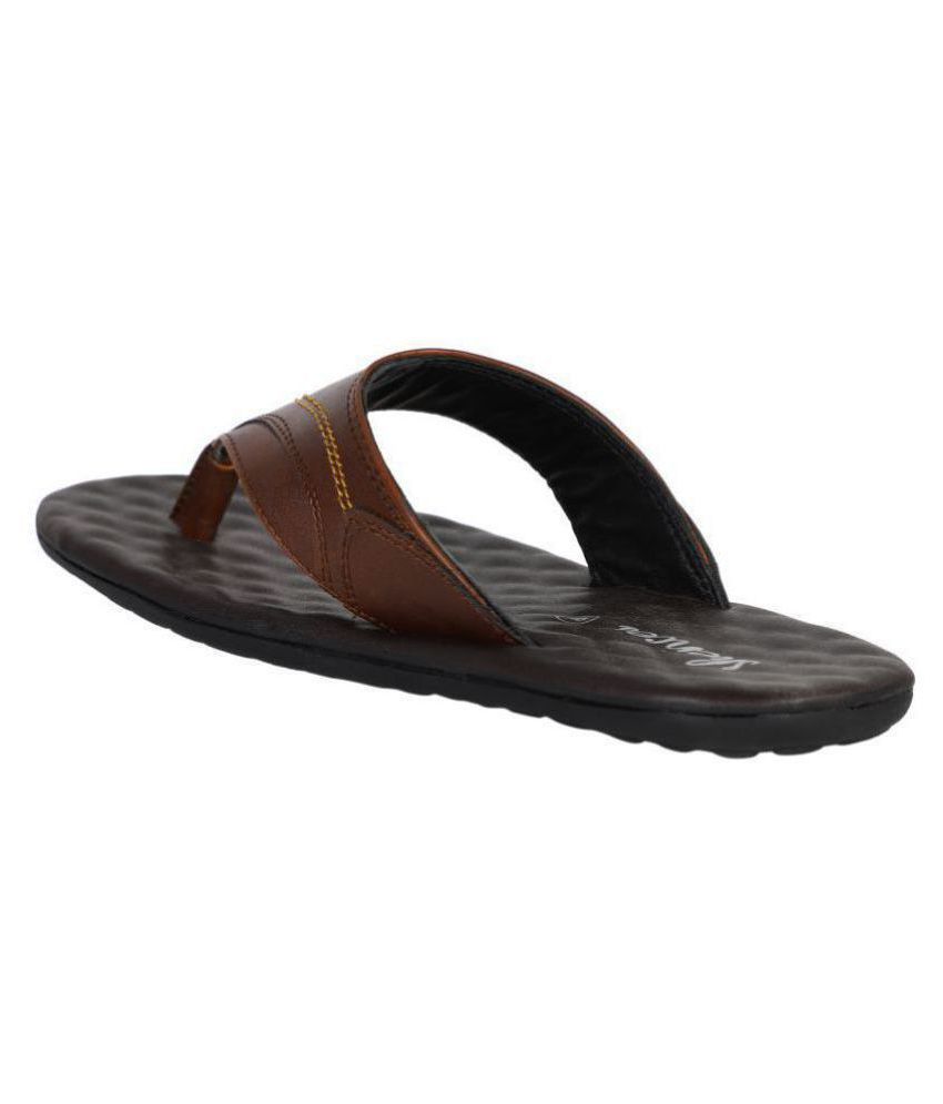 shences tan leather slippers