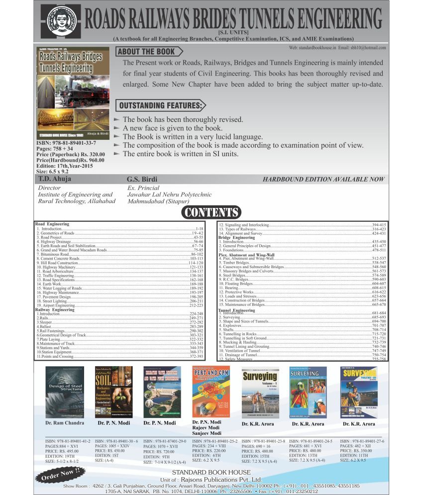 Roads, Railways Bridges and Tunnel Engineering Buy Roads, Railways