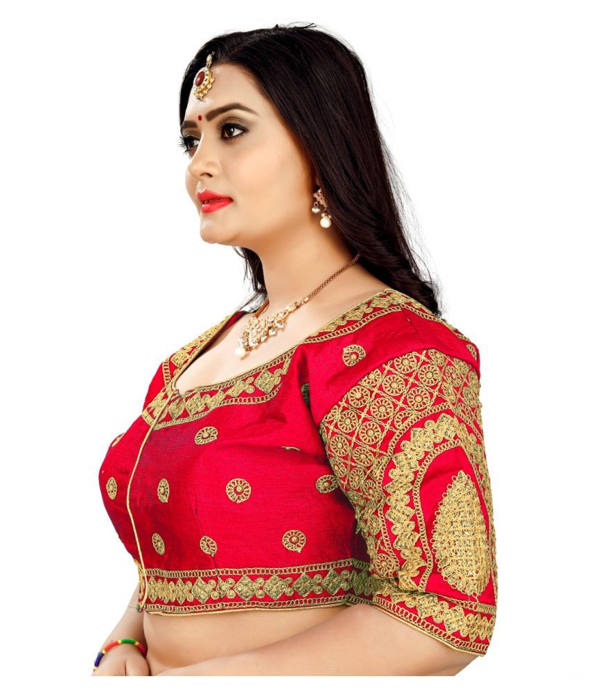 Women Blouse Red Silk Semi Stitched Blouse - Buy Women Blouse Red Silk ...