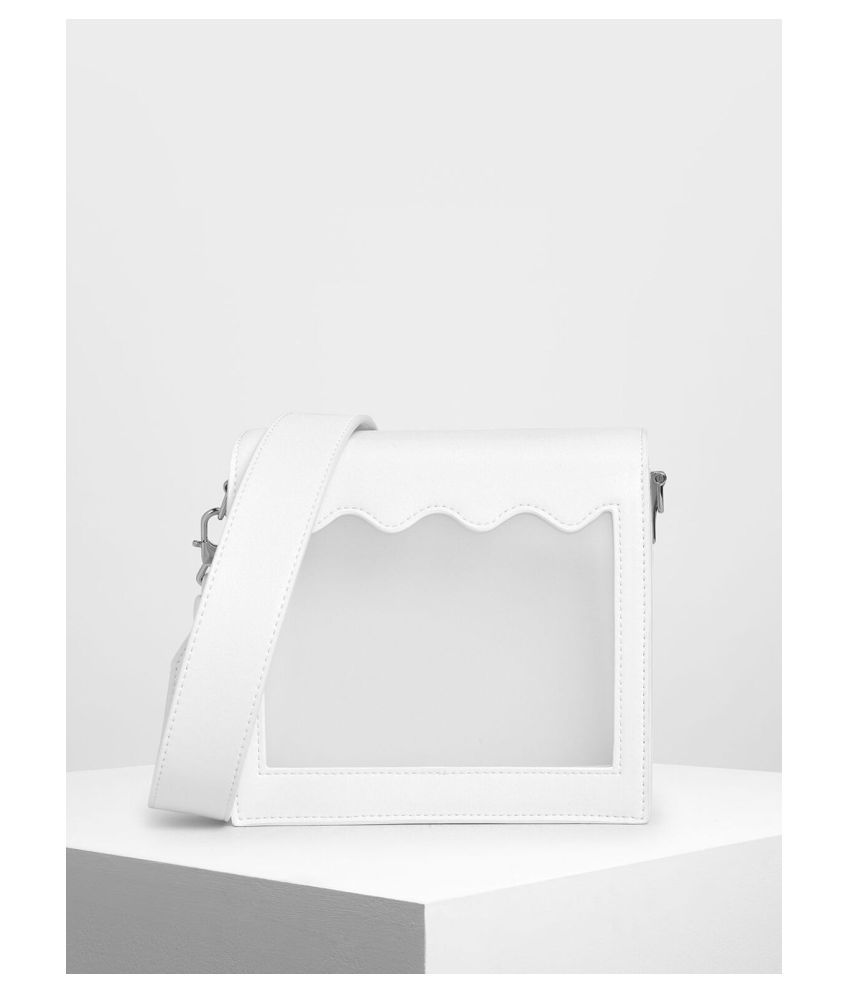 charles and keith white sling bag