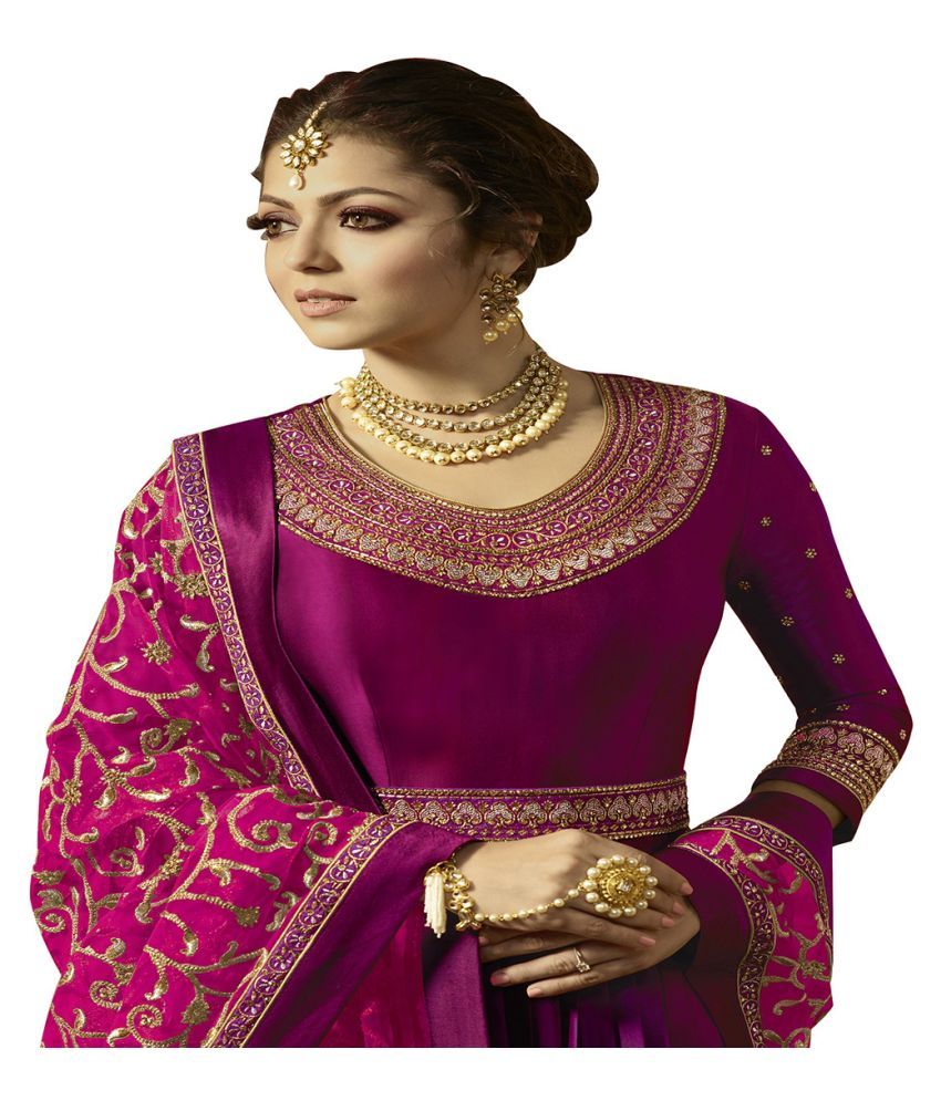 purple georgette gown