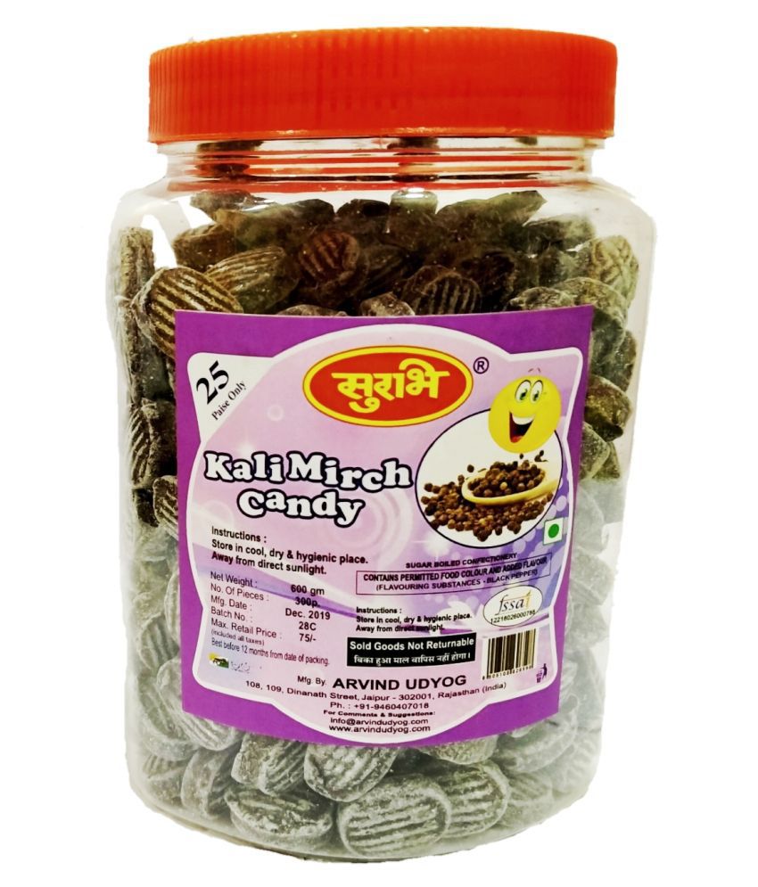 SURBHI Chatpati kali Mirch Asli pepper candy Hard Candies 600 gm Pack of 2