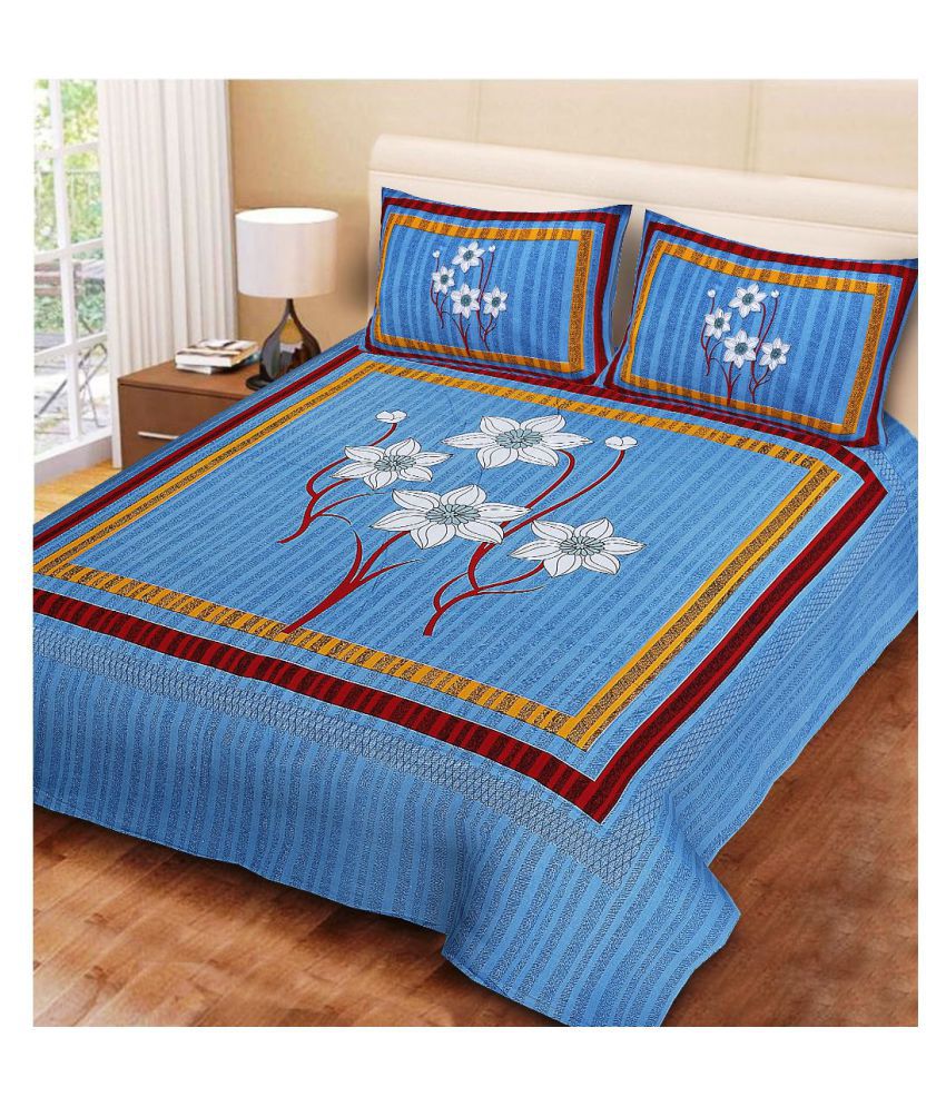     			Uniqchoice Cotton Double Bedsheet with 2 Pillow Covers