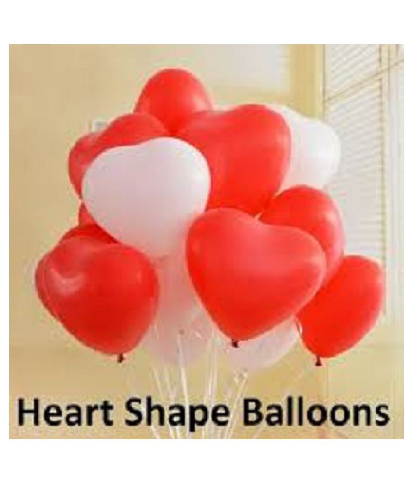     			GNGS Pack of 50 Red & White Heart Balloons for Party Decorations