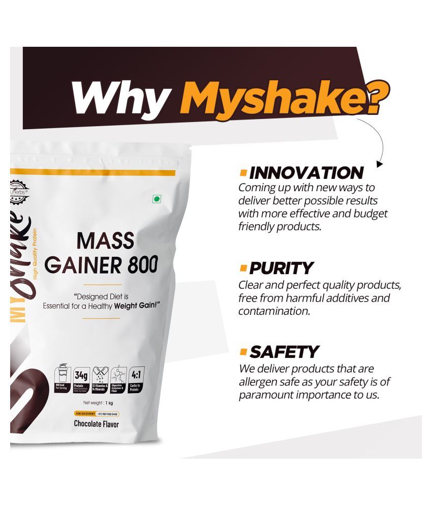 Myshake Mass Gainer 800 Weight Gain With Protein Fibers 1 Kg Mass Gainer Powder Buy Myshake