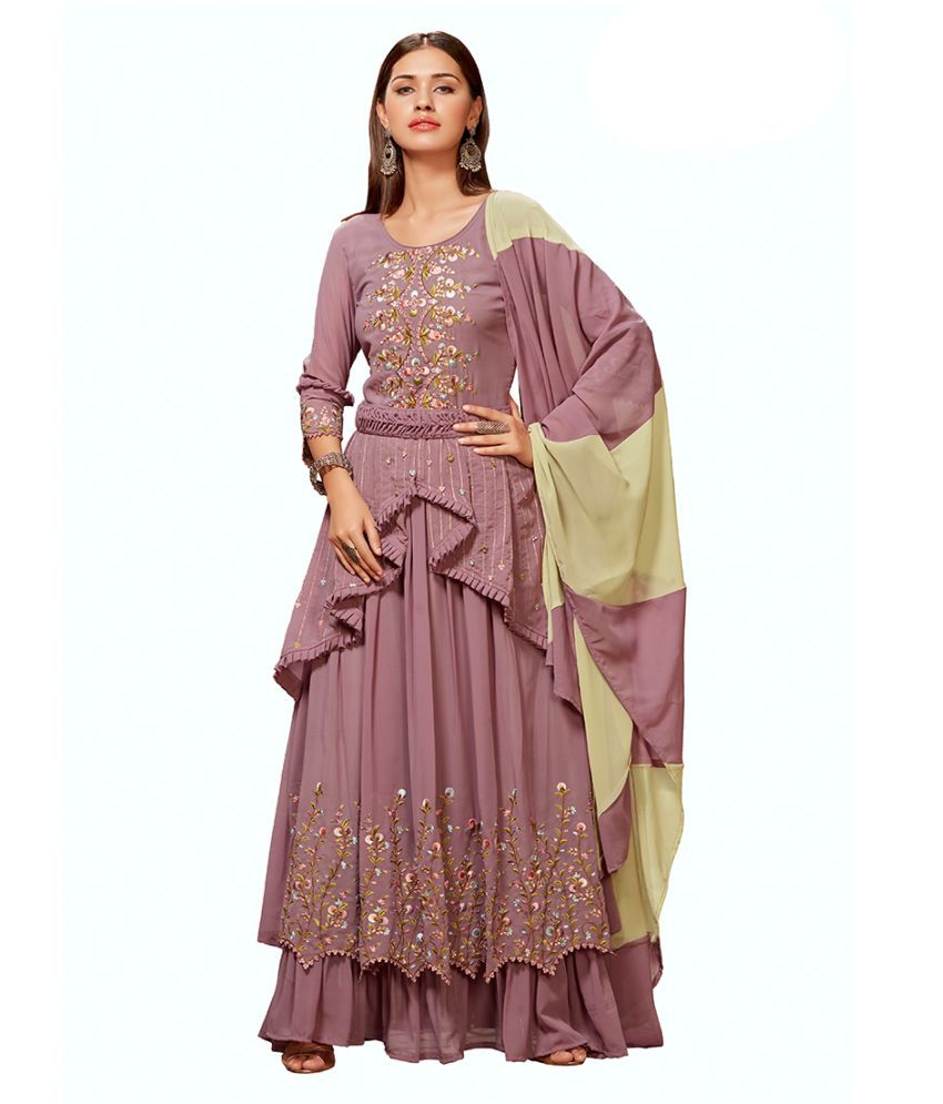 SHAFNUFAB.IN Purple Georgette Gown - Buy SHAFNUFAB.IN Purple Georgette ...