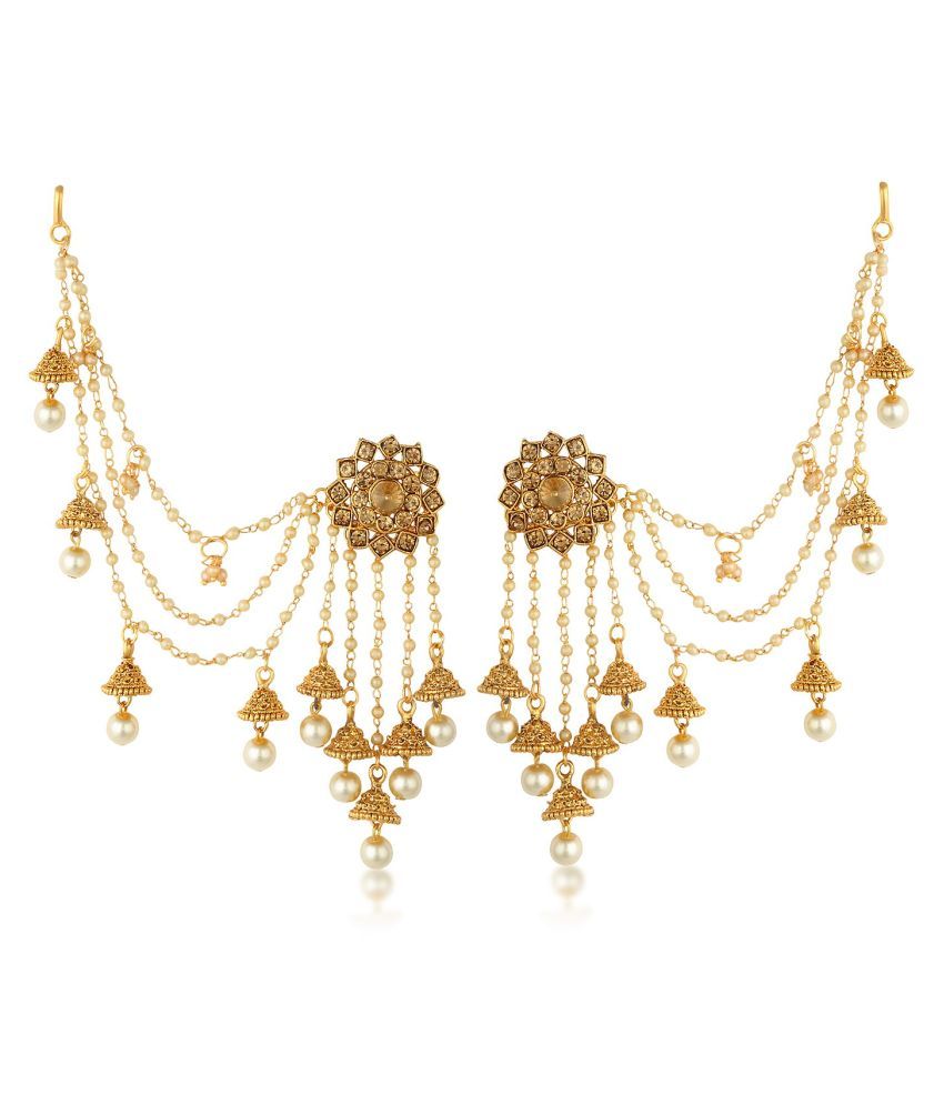     			Sukkhi Attractive Gold Plated Wedding Jewellery Bahubali Inspired Long Chain Jhumki Earrings For Women