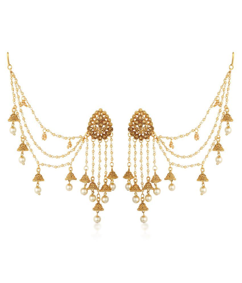     			Sukkhi Incredible Gold Plated Wedding Jewellery Bahubali Inspired Long Chain Jhumki Earrings For Women