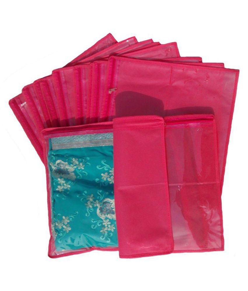 Indi Bargain Pink Saree Covers - 12 Pcs