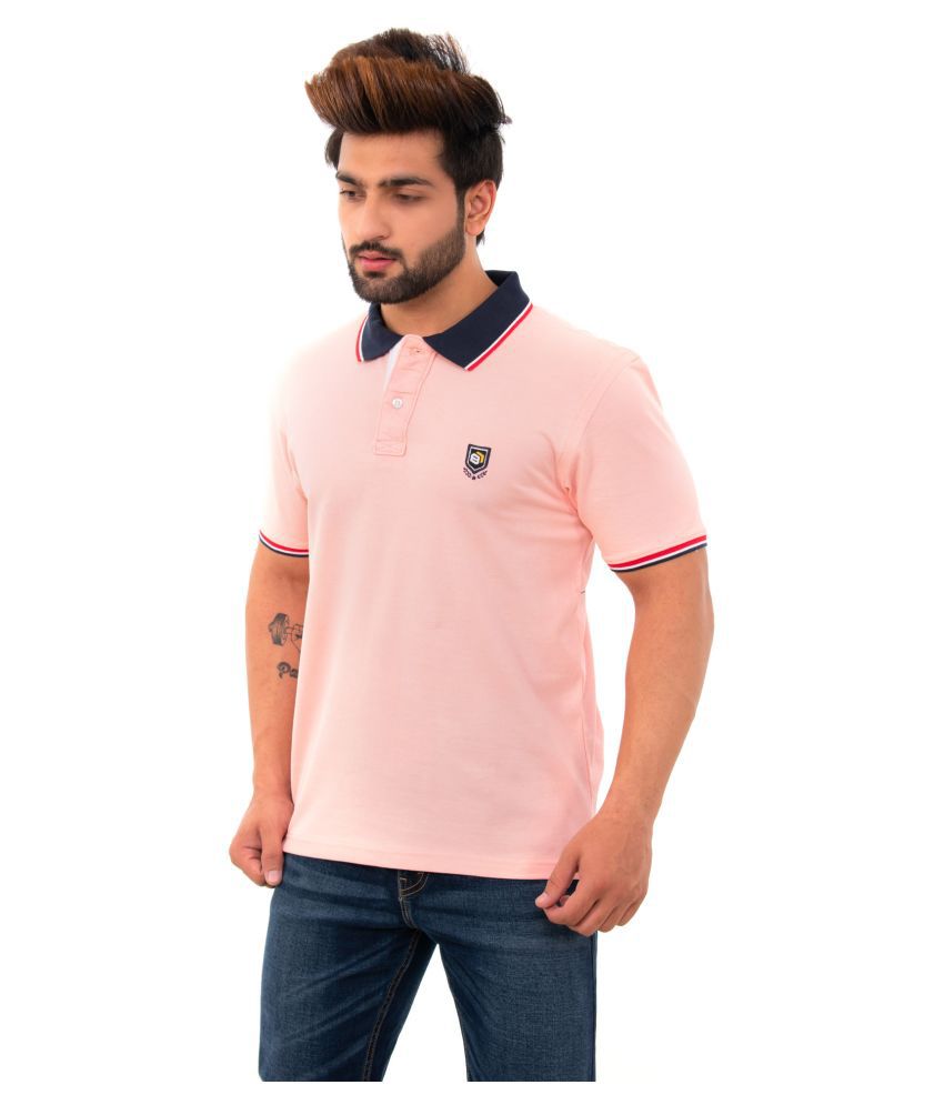     			BISHOPCOTTON Cotton Pink Plain Polo T Shirt