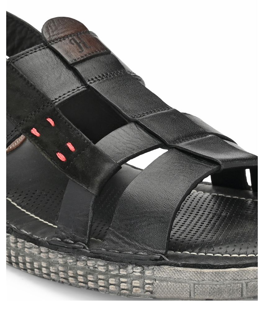 hitz black leather sandals