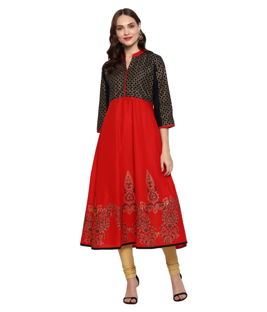 G COLLECTION Multicoloured Cotton Anarkali Kurti - Buy G COLLECTION ...