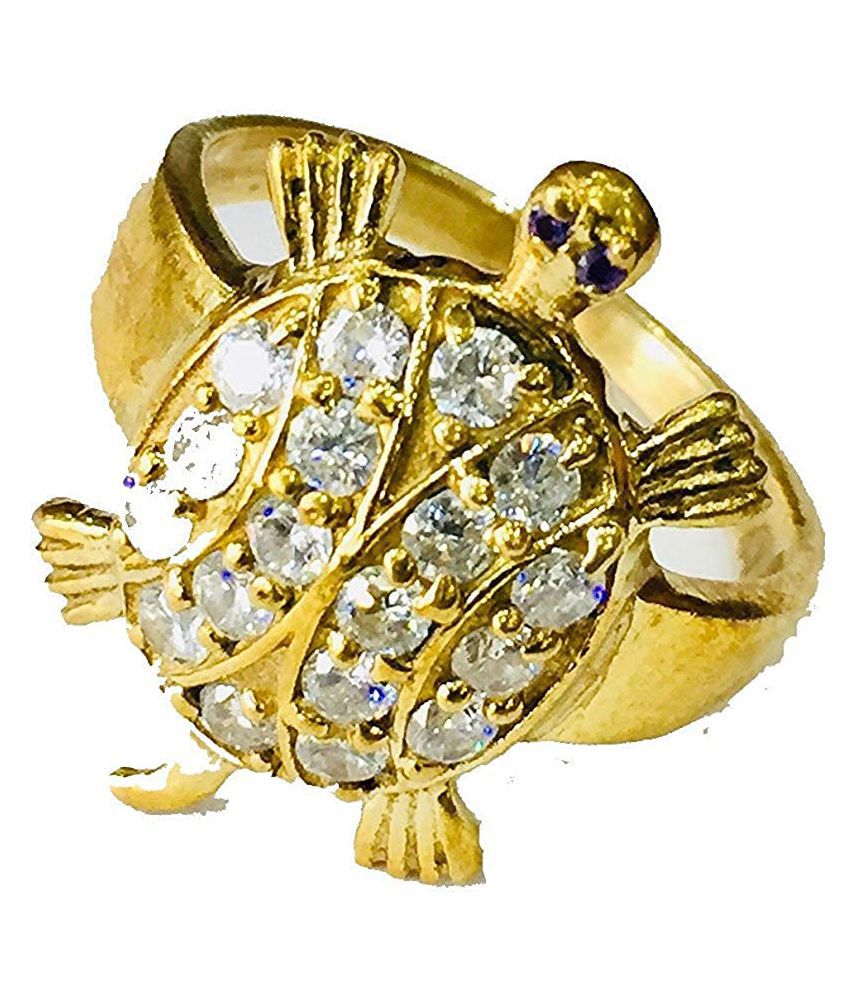     			PS CREATIONS White Diamond Kachua Tortoise Ring for Men and Women