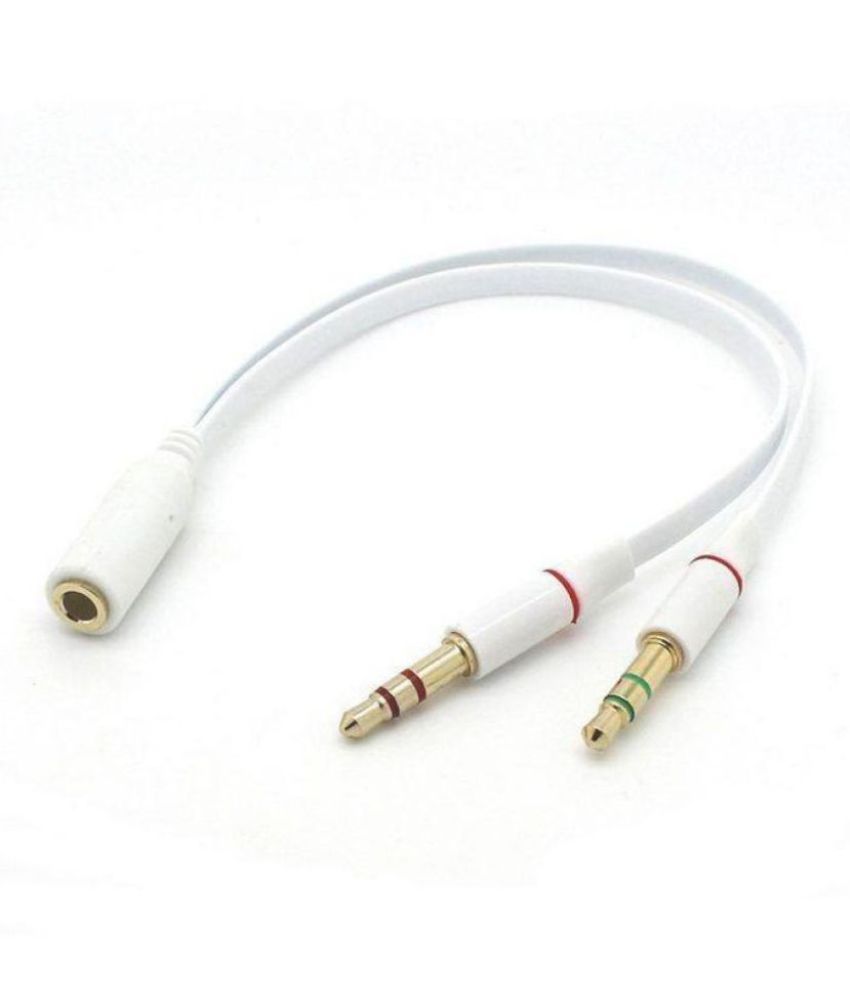 1 Female to 2 Male Headphone Mic Audio Y Splitter Cable Phone Converter