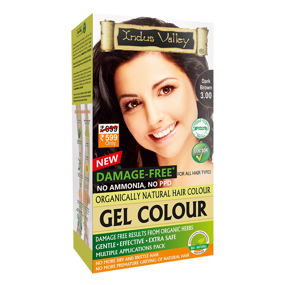 Indus Valley Organically Natural Hair Color No Ammonia Gel Hair Color Dark Brown 3.00 , Dark Brown