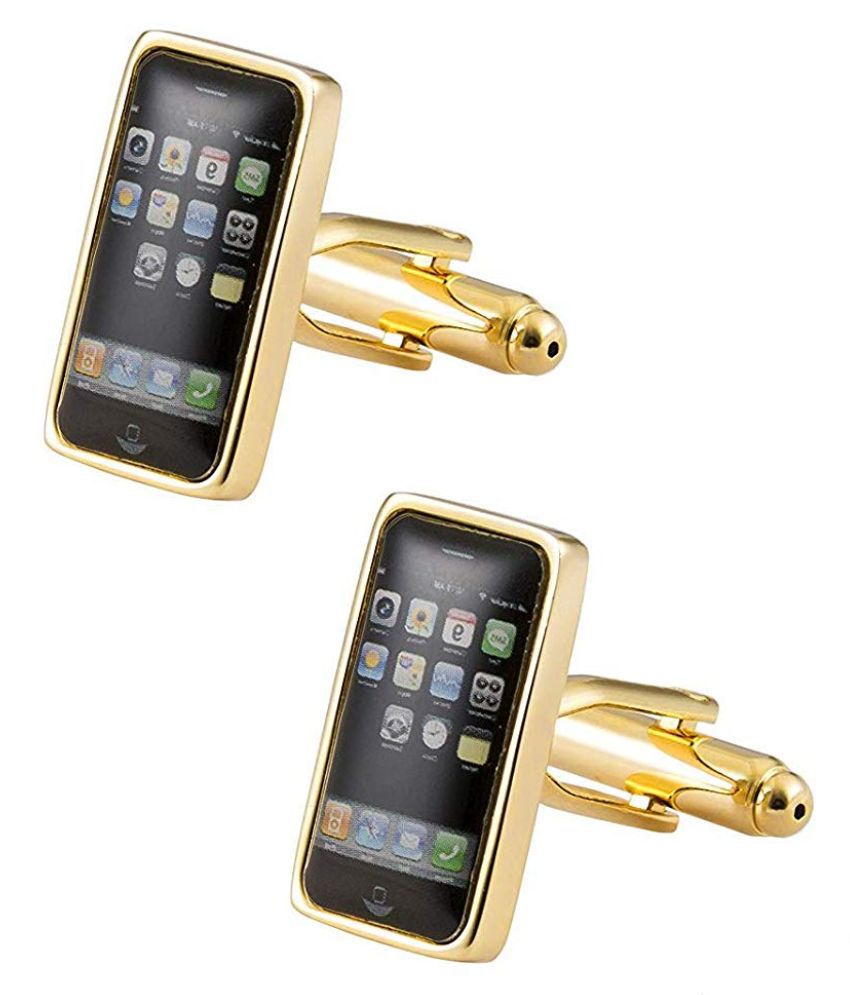 iPhone Simulant Mobile Silver Rhodium Brass Formal Shirt Blazer Suit Cufflinks Pair Men Gift Box