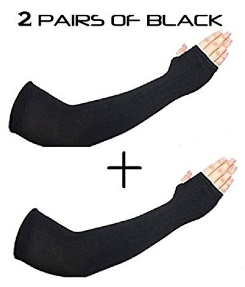 DELHI DEALS (SET OF 2)Full Hand Gloves for Women and Men for Driving, Biking, Cycling, Hiking Arm Sleeves (Black, Free Size)