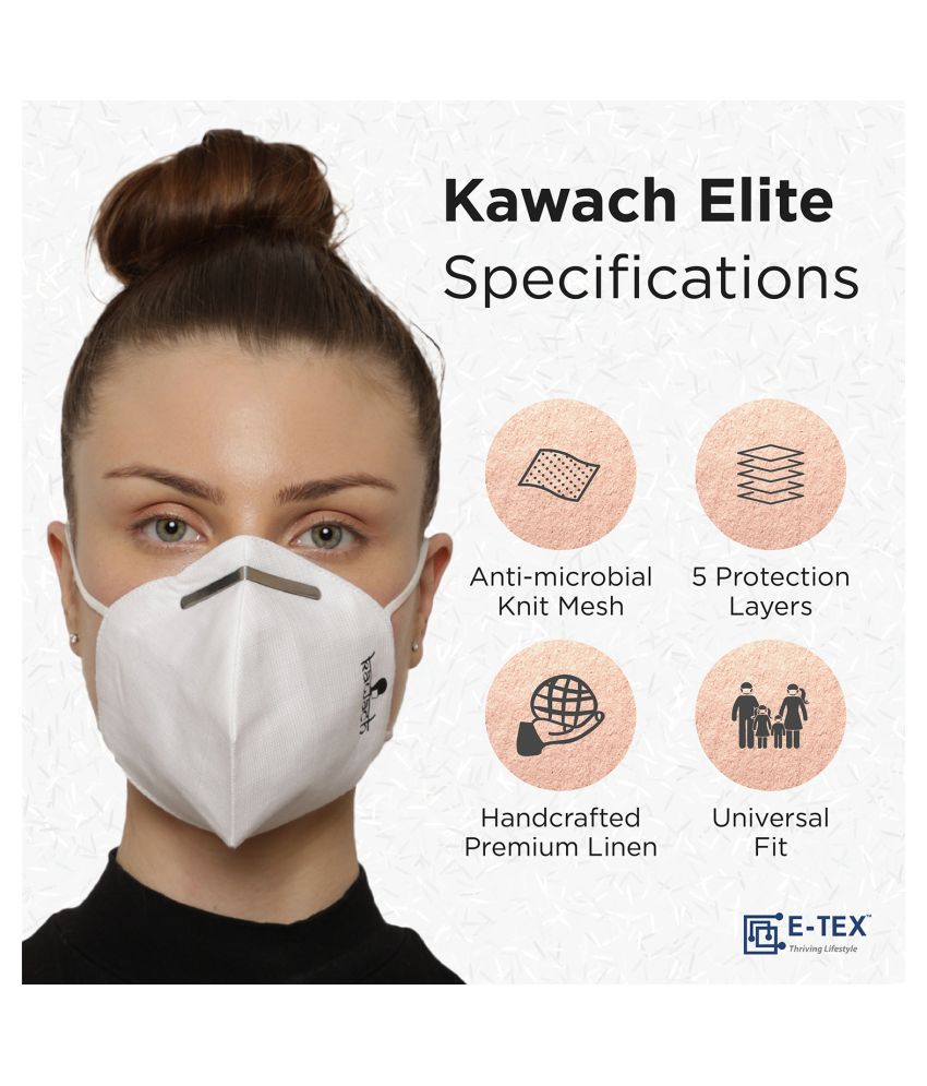 KAWACH Elite Reusable Face Mask Pack of 5: Buy KAWACH Elite Reusable Face Mask Pack of 5 at Best 