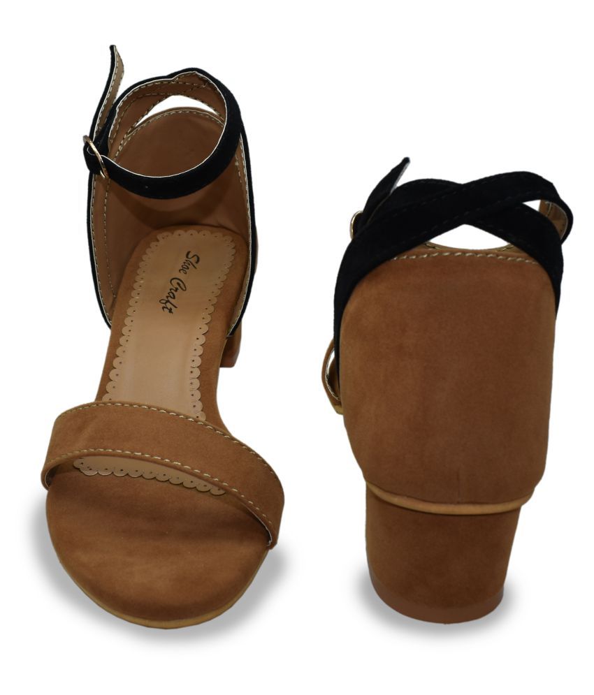 tan block heel pumps