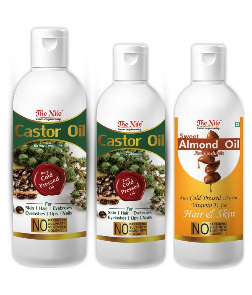     			The Nile Castor Oil 150 ML + 100 Ml(250 ML) + Almond Oil 100 ML 350 mL Pack of 3