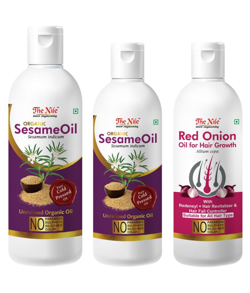     			The Nile Sesame Oil 150 Ml + 100 ML (250 Ml) + Red Onion 100 ML 350 mL Pack of 3