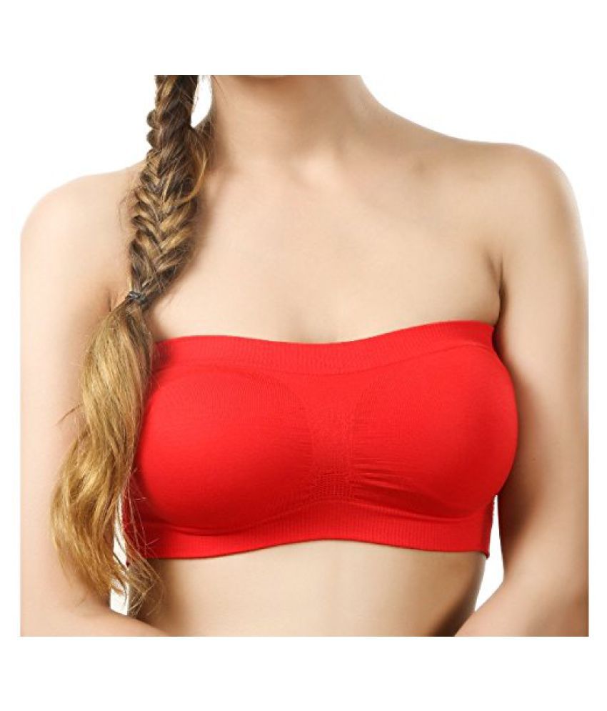     			ComfyStyle Cotton Lycra Tube Bra - Red