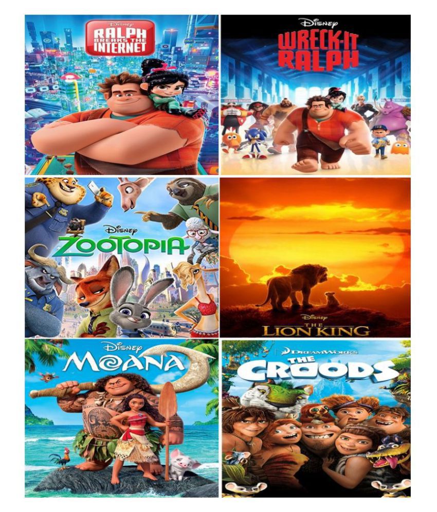 Ralph Breaks the Internet , Wreck-It Ralph , Zootropolis , The Lion King ,  Moana , The Croods (dual audio Hindi & English) it's burn DATA DVD play  only in computer &