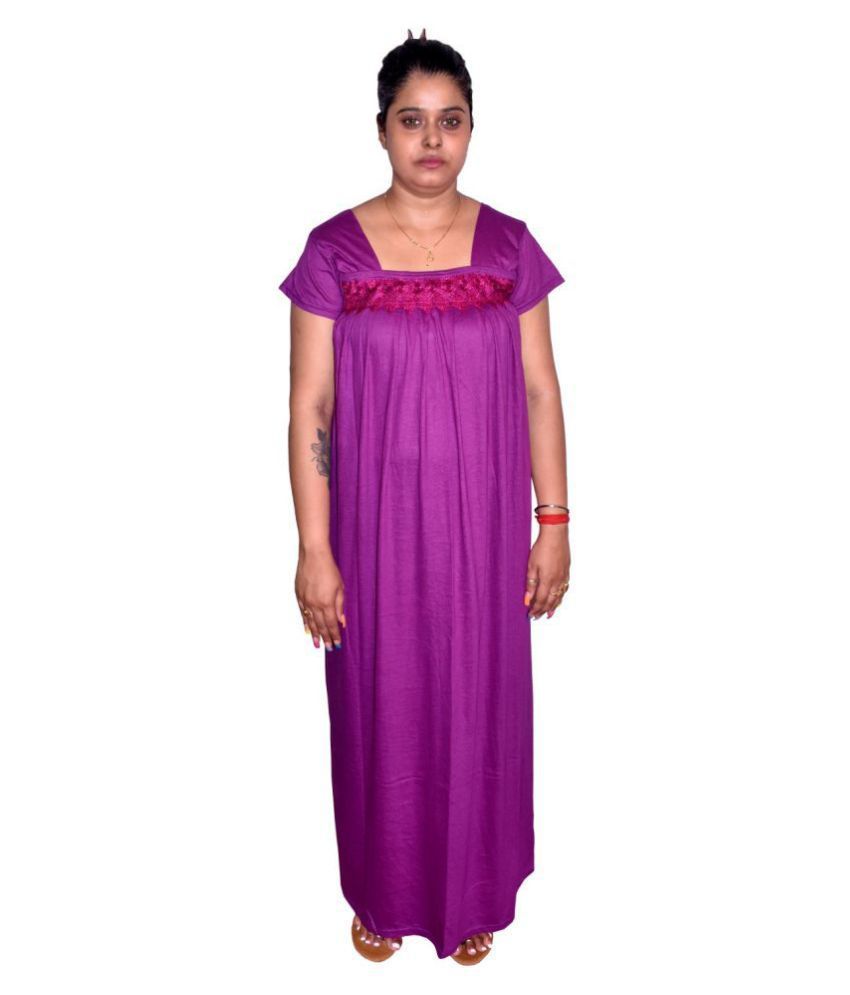     			PIYALI'S CREATION WOMEN'S Cotton Nighty & Night Gowns - Purple