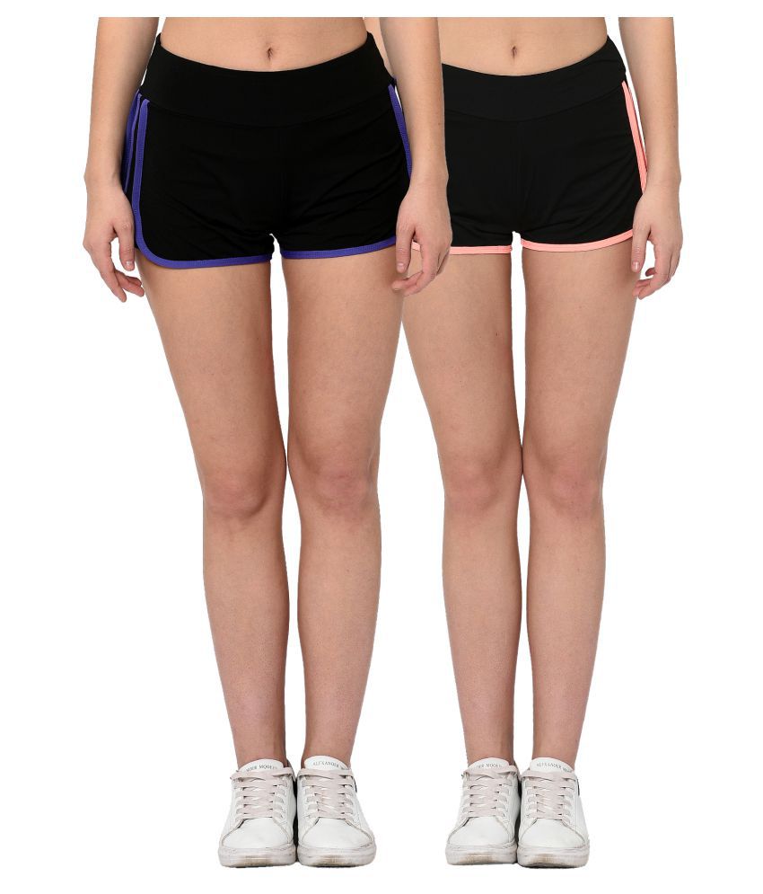     			Elina Multi Color Polyester Solid Shorts
