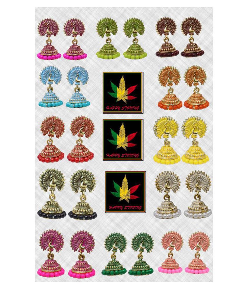     			Happy Stoning - Multi Color Jhumki Earrings ( Pack of 1 )