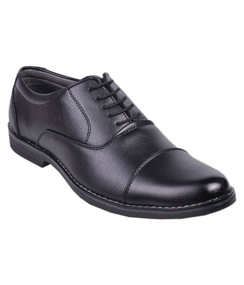 Leeport Oxfords Artificial Leather Black Formal Shoes Price in India ...