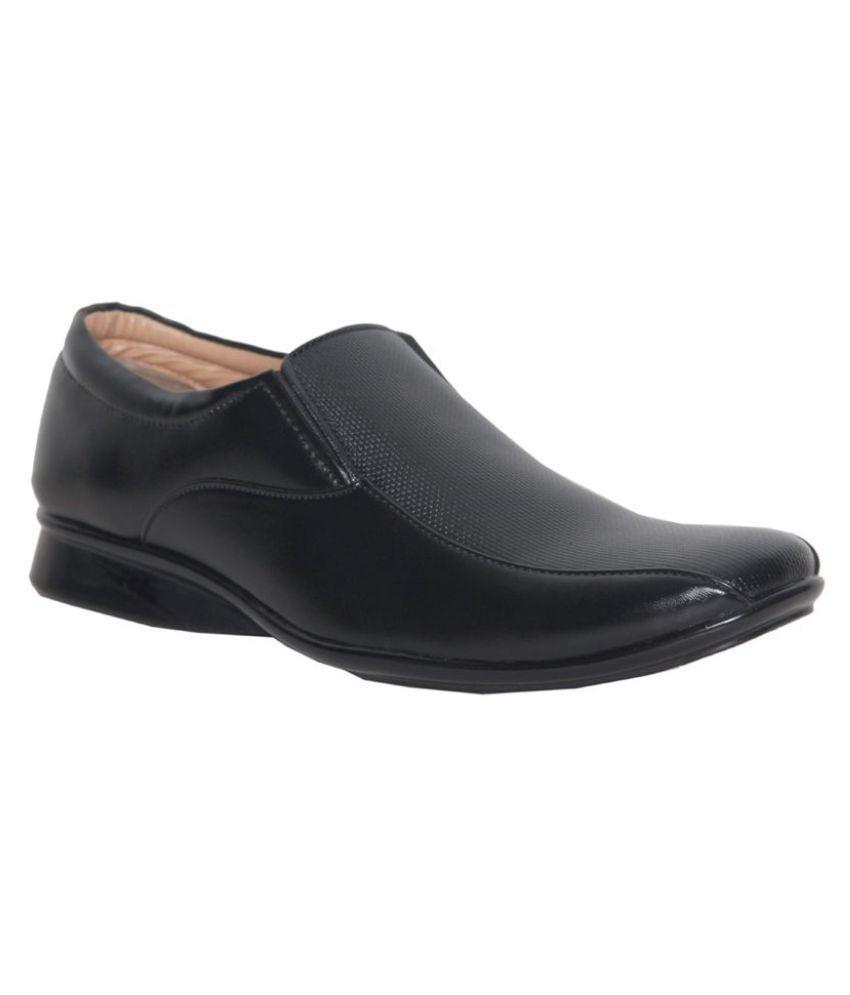     			Leeport - Black Men's Slip On Formal Shoes